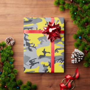 Yellow and Grey Camouflage, Military, Army Wrapping Paper