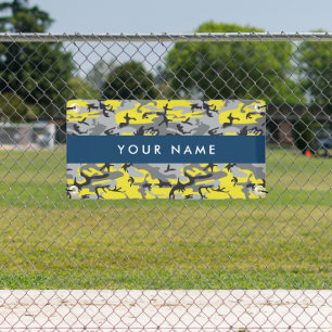 Yellow and Grey Camouflage Your name Personalise Banner