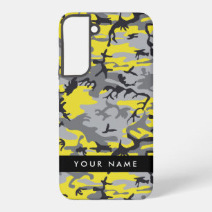 Yellow and Grey Camouflage Your name Personalise Samsung Galaxy Case