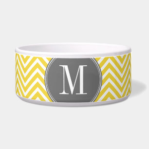 Yellow and Grey Chevron Pattern Custom Monogram