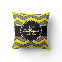 Yellow and Grey Chevron, Personalised, Monogrammed