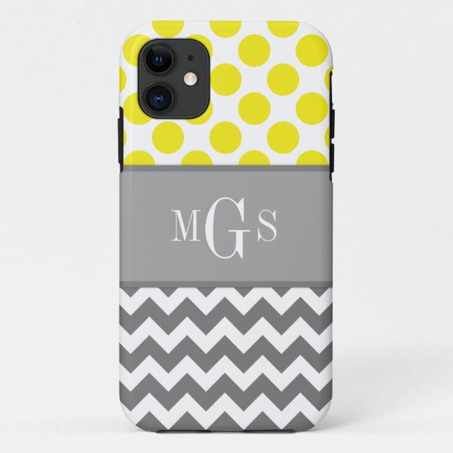 Yellow and Grey, Chevron, Polka Dots iphone 5 Case (Back)