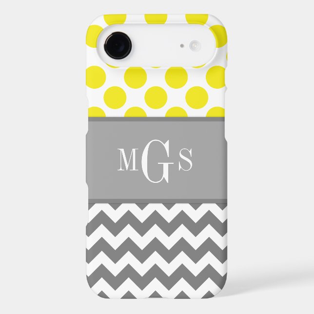 Yellow and Grey, Chevron, Polka Dots iPhone 6 case (Back)