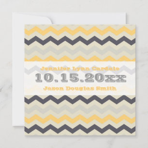 Yellow and Grey Chevron Stripe Wedding Invitations