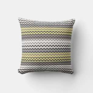 Yellow and Grey Chevron Zigzag Stripe Pattern Cushion