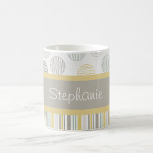 Yellow and Grey Circles Personalised Coffee Mug
