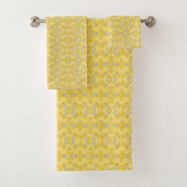 Yellow and Grey Colour Splash Bath Towel Set (Insitu)