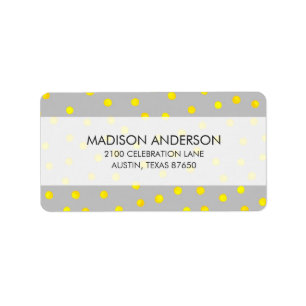 Yellow And Grey Confetti Dots Label