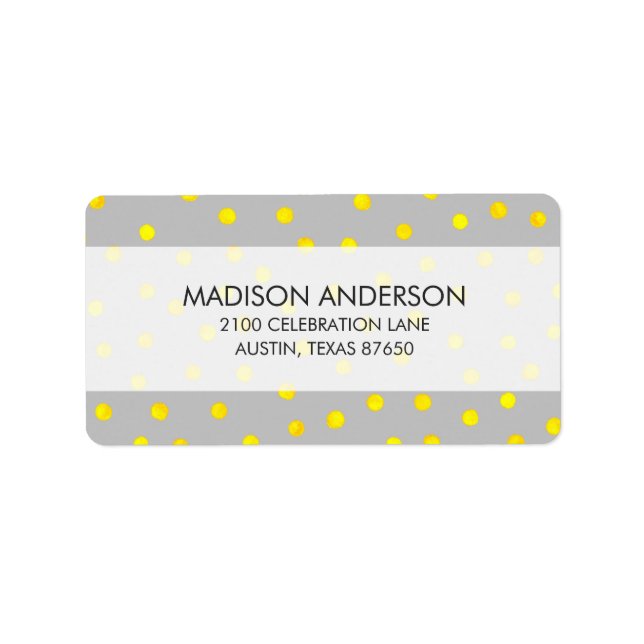 Yellow And Grey Confetti Dots Label (Front)