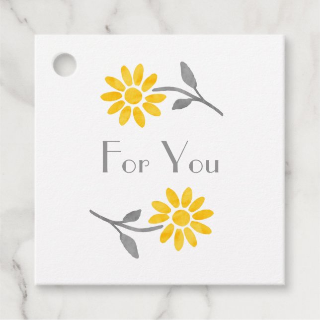 Yellow and Grey Daisy Favour Tags (Front)