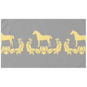 Yellow and Grey Damask Horse Tablecloth
