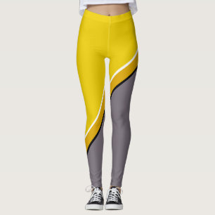 Yellow and Grey Diagonal  Leggings
