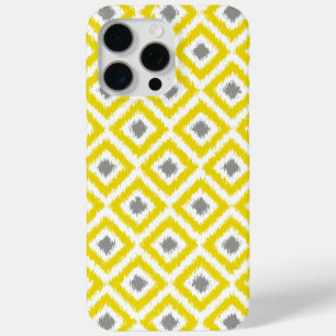 Yellow and Grey Diamond Ikat Pattern iPhone 15 Pro Max Case