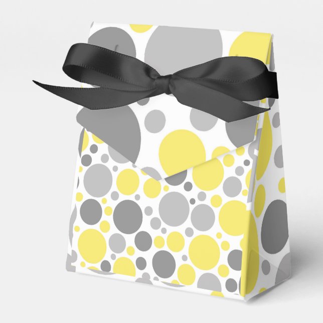 Yellow And Grey Dots Favour Box (Front Side)