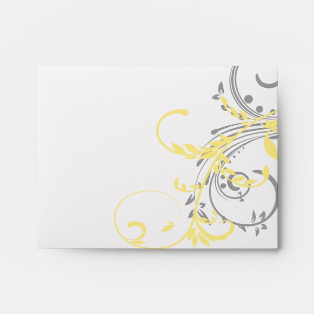 Yellow and Grey Double Floral RSVP Envelope (Front)