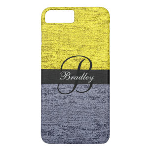 Yellow and Grey Elegant Monogram iPhone 8 Plus/7 Plus Case