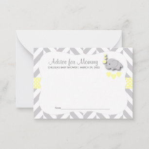 Yellow and Grey Elephant Baby Shower SM - Advice Card