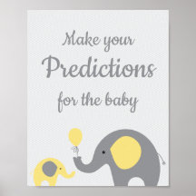 Yellow and Grey Elephant Predictions for Baby Sign