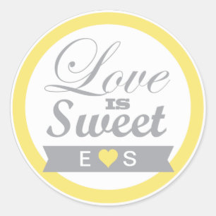 Yellow and Grey  Favour Stickers