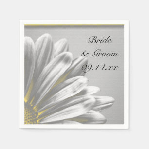 Yellow and Grey Floral Highlights Wedding Napkin