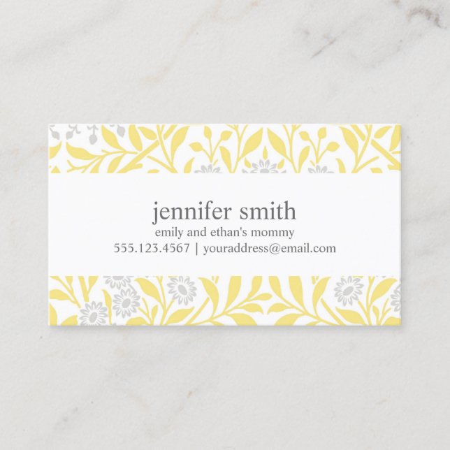 Yellow and Grey Floral Mummy Cards (Front)