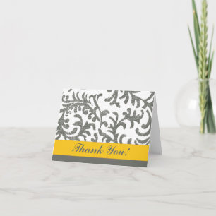 Yellow and Grey Floral Thank You Card