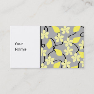 Yellow and Grey Flowers. Floral Pattern. Business Card
