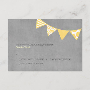 Yellow and Grey Fun Flags Wedding rsvp Card