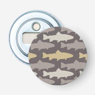 Yellow and Grey Fun Trout Fish Pattern Bottle Opener