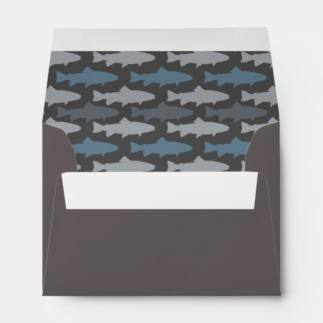 Yellow and Grey Fun Trout Fish Pattern Envelopes (Back (Bottom))
