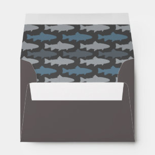 Yellow and Grey Fun Trout Fish Pattern Envelopes