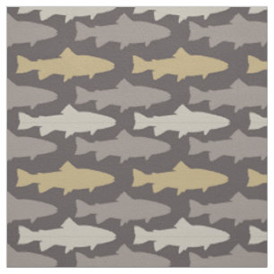 Yellow and Grey Fun Trout Fish Pattern Fabric