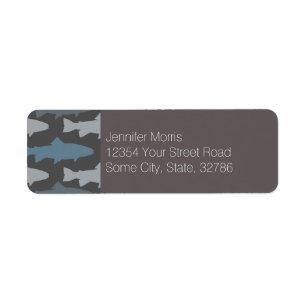 Yellow and Grey Fun Trout Fish Pattern Return Address Label