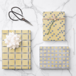 Yellow and Grey Geometric Wrapping Paper Sheet