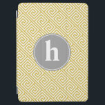 Yellow and Grey Greek Key Pattern Monogram iPad Air Cover<br><div class="desc">Stylish iphone case features an elegant and trendy greek key or meander vector illustration pattern and can be personalised with your initial,  monogram,  name or any text of your choice. More colours and styles available at our store.</div>