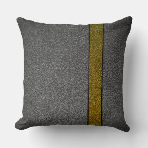 Yellow and Grey Leather Cushion
