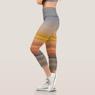 Yellow And Grey Linear Gradients Capri Leggings