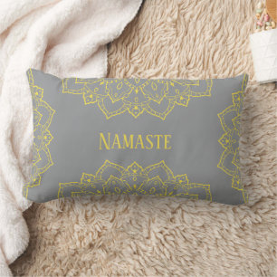 Yellow and Grey Mandala Lumbar Pillow