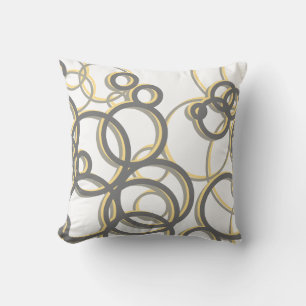 Yellow and Grey Modern Geometric Circles Cushion
