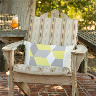 Yellow and Grey Modern Geometric Pattern Lumbar Cushion