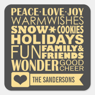 Yellow and Grey Modern Holiday Square Sticker