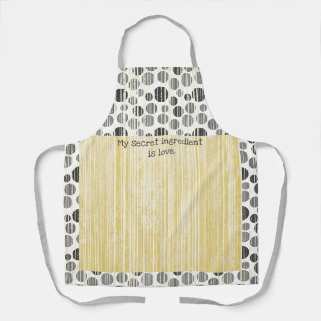 Yellow and Grey Modern Polka Dots Apron (Front)