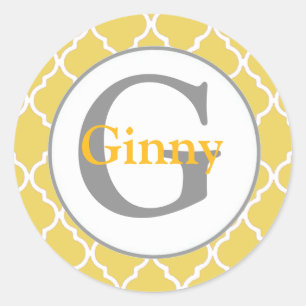 Yellow and Grey Monogram Stickers & Envelope Seals