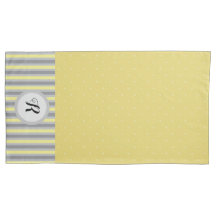 Yellow and Grey Polka Dots and Stripes Monogrammed