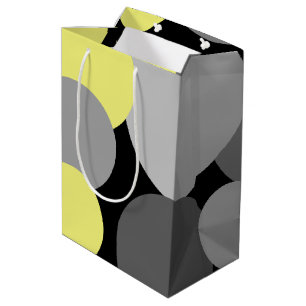 Yellow and Grey Polka Dots Medium Gift Bag