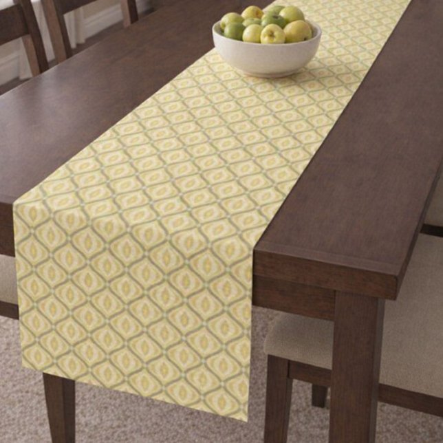 Yellow And Grey Retro Abstract Ovals  Short Table Runner (Creator Uploaded)