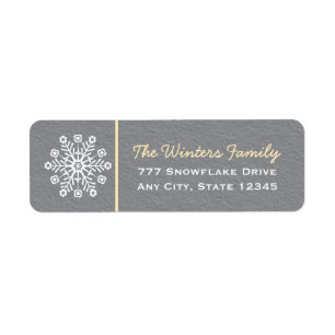 Yellow and Grey Snowflake Return Address Labels