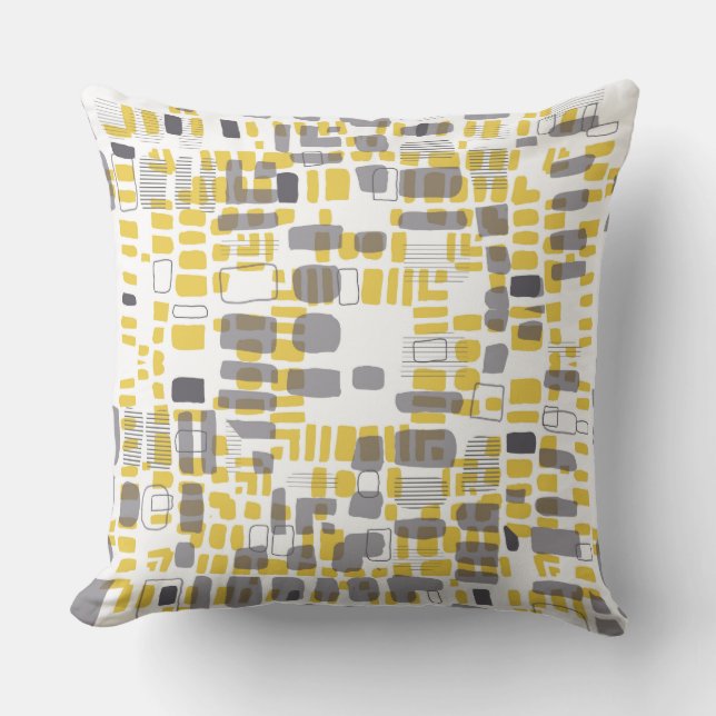 Yellow and grey spot pattern cushion (Front)