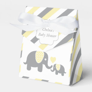 Yellow and Grey Stripe Elephant Favour Box