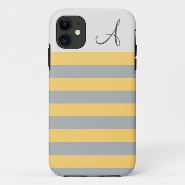 Yellow and Grey Striped Monogram iPhone 5/5s Case (Back)